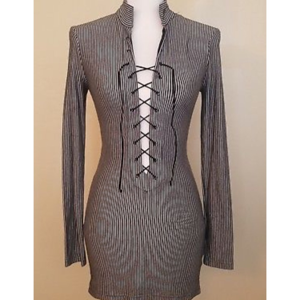 Guess lace up open back dress